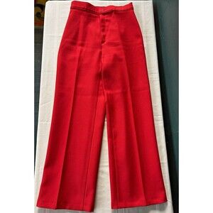 Vintage 70s JCPenney Red High Waist Straight Leg Pants Zip Disco Grandpa Small